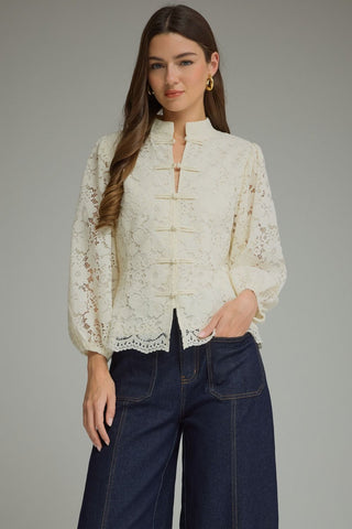 Lace Balloon Sleeve Top