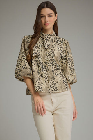 Animal Print Puff Sleeve Top