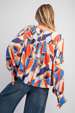 Abstract Printed Challis Top