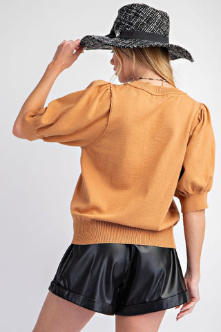 Puff Sleeve Sweater Top