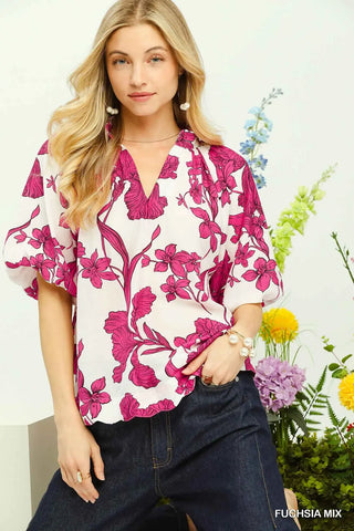 Floral Print V-Neck Top