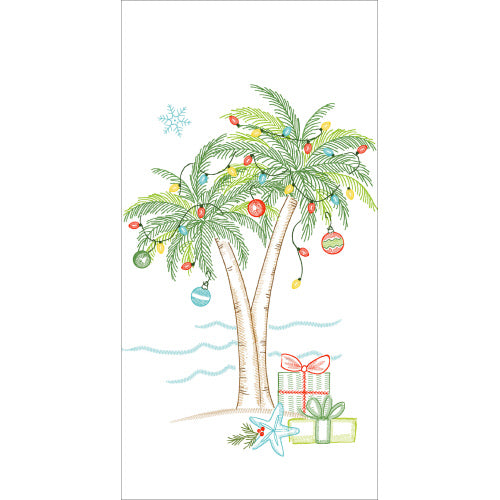 Holiday Palm Tree Embroidered Tea Towel