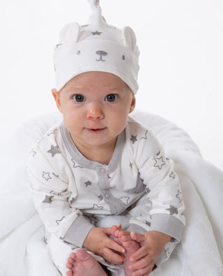 Gray Stars Playsuit with Cap