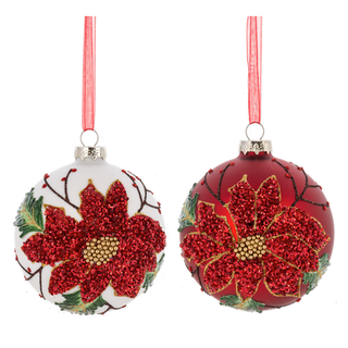 Poinsettia Ball Ornaments
