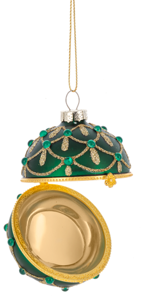 Glittered Hinged Ball Ornament