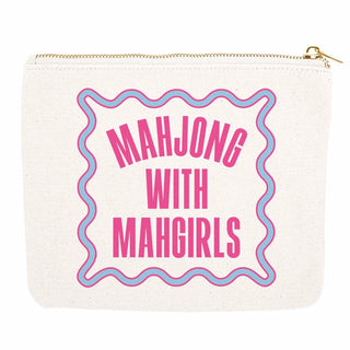 Mahjong Zipper Canvas Pouch
