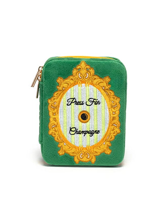 Velvet Jewelry Zip Case/Organizer - "Press For Champagne"