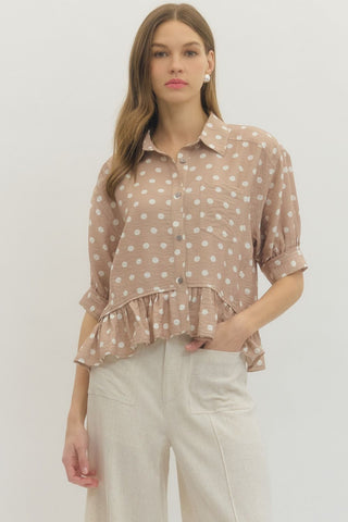 Polka dot 3/4 sleeve blouse