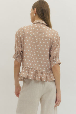 Polka dot 3/4 sleeve blouse
