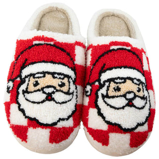 Santa Red Checkered Slippers