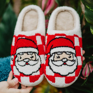 Santa Red Checkered Slippers