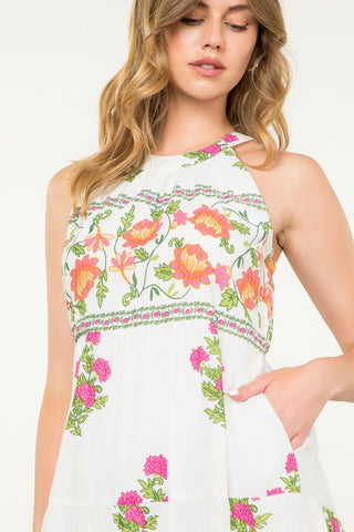 Halter Floral Print Maxi Dress