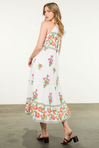 Halter Floral Print Maxi Dress