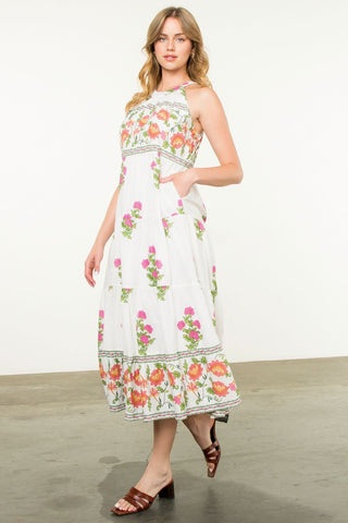 Halter Floral Print Maxi Dress