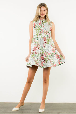 Sleeveless Flower Embroidered Dress
