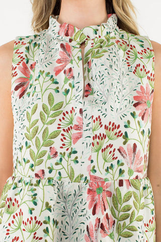 Sleeveless Flower Embroidered Dress