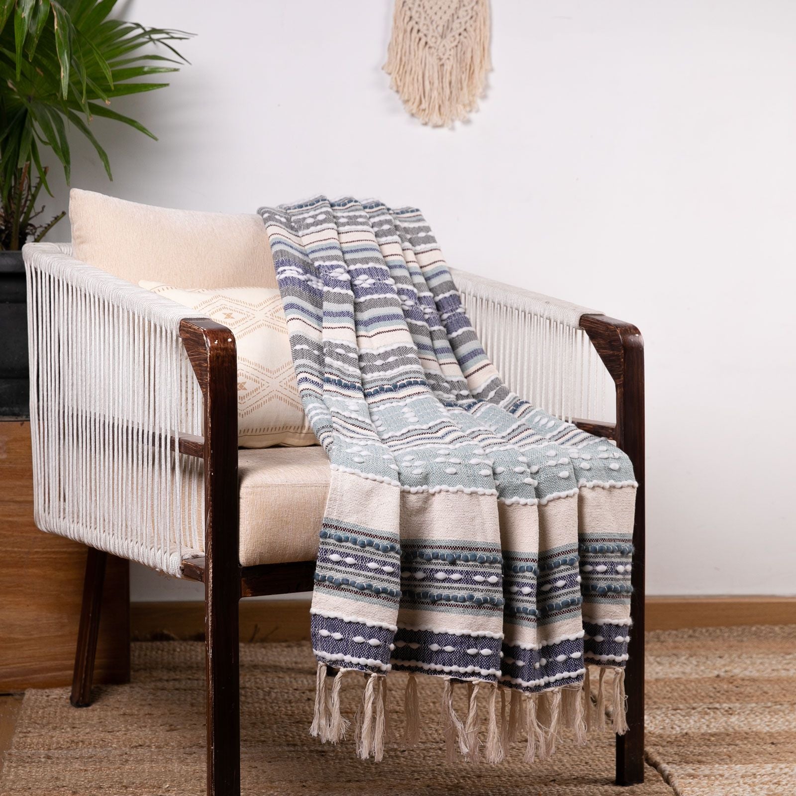 Multicolor Natural Cotton & Acrylic Throw