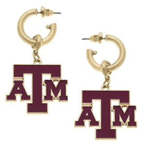 A&M Logo Drop Hoop Earrings