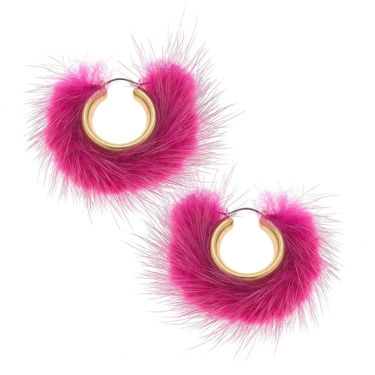 Glenda Mink Hoop Earrings