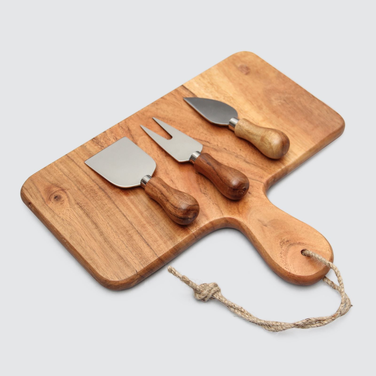 Acacia Wood Cheese Board With Knife Set