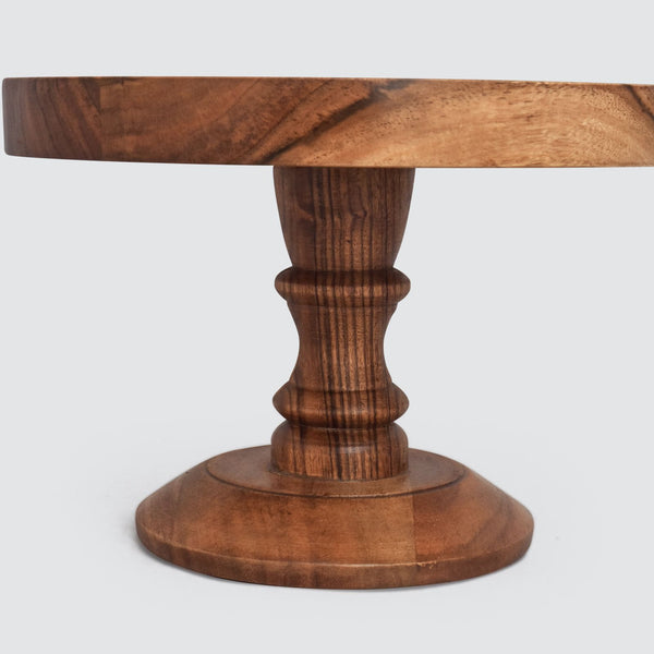 Acacia Wood Cake Stand with Dome