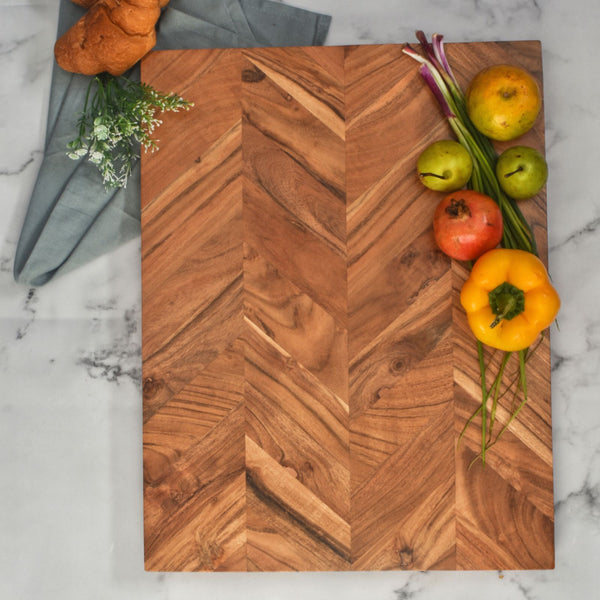 Herringbone Acacia Wood Serving Board