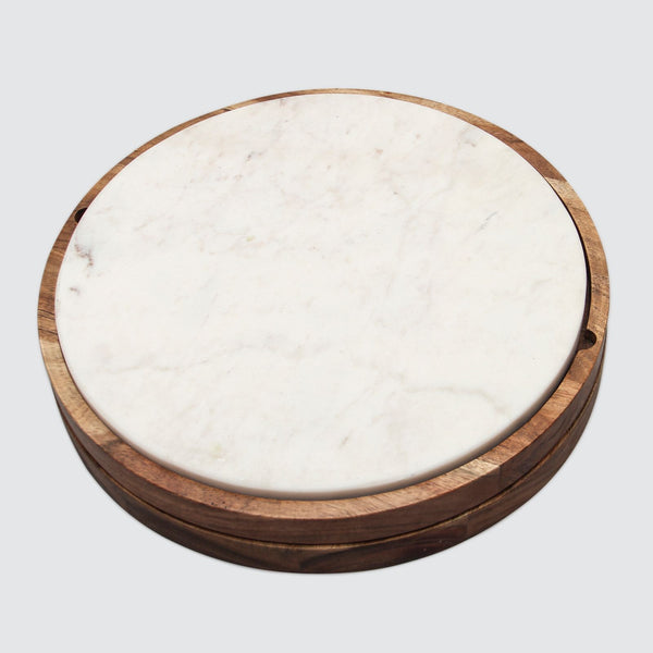 Marble & Acacia Wood Cheese Knife Set