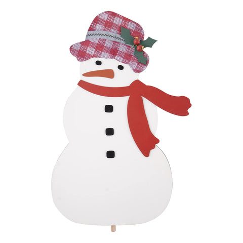 Snowman with Holly Hat Sign Topper