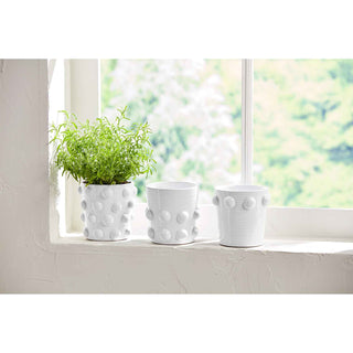 White Beaded Pots