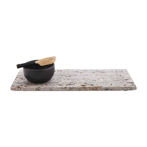 Travertine Board & Dip Set