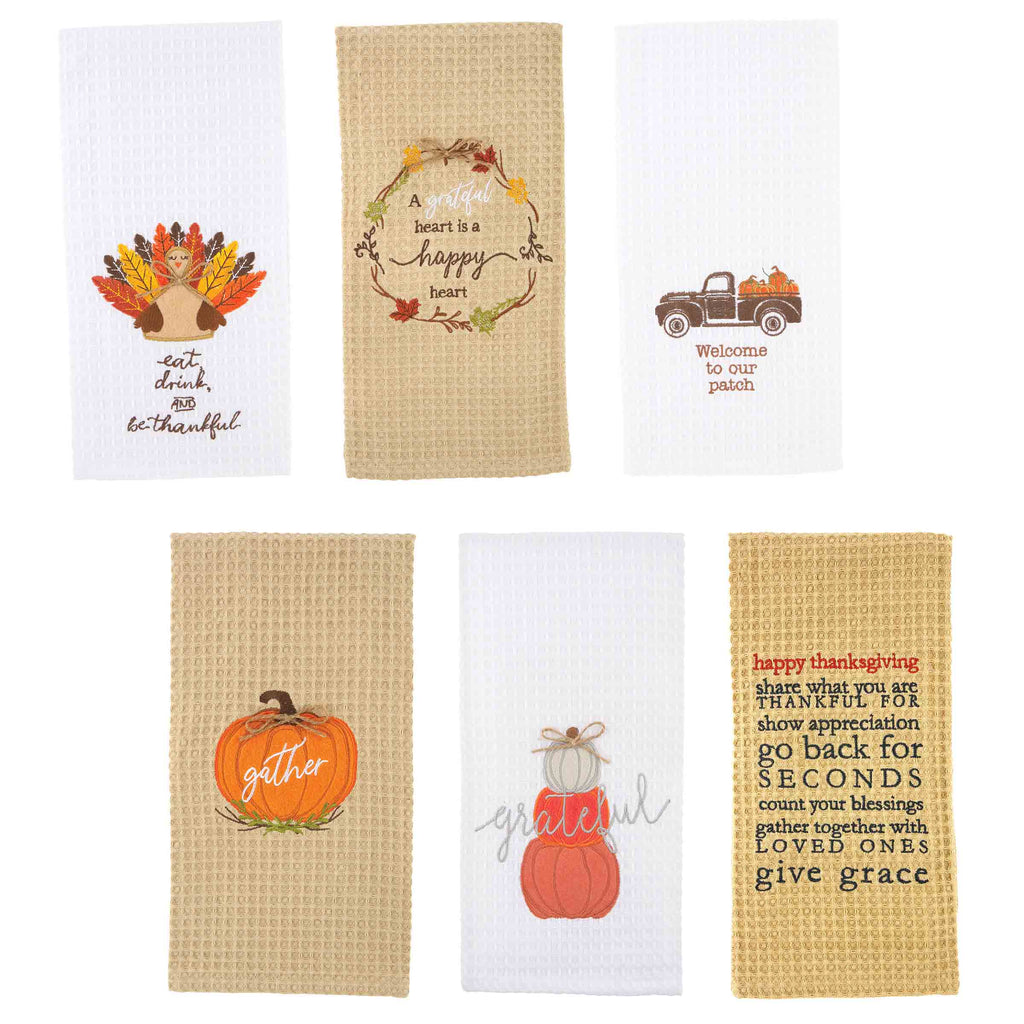 Harvest blessings pumpkin cart personalized decorative tea towel