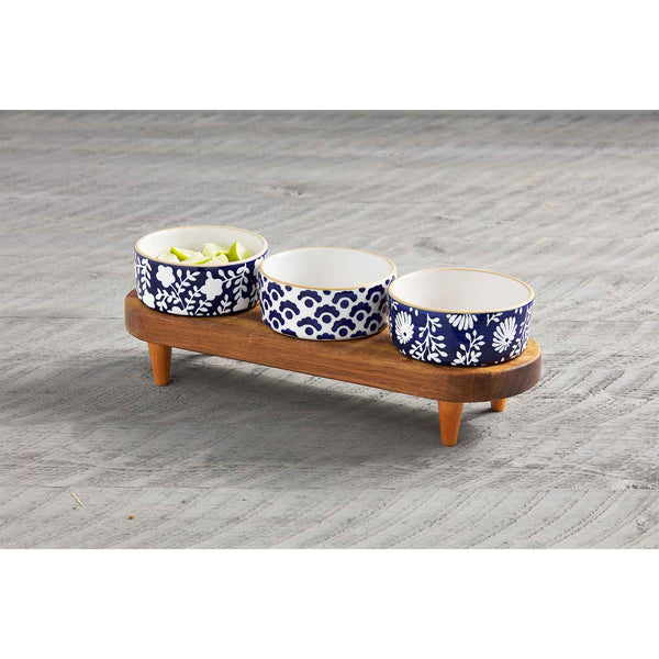 Indigo Dip Bowl & Stand
