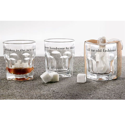 Whiskey Glass & Stone Set