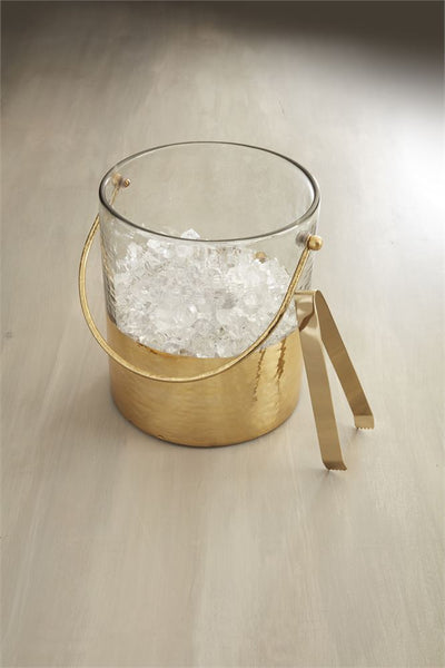 Gold Hammered Glass Ice Bucket