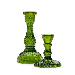 Casa Verde Moss Glass Candlesticks