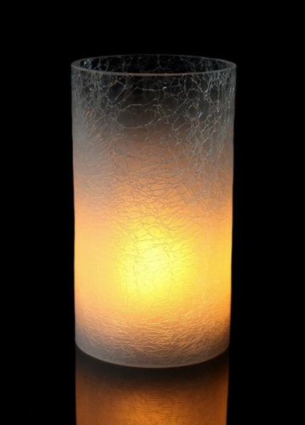 Clear Crackled Glass Cylinder