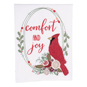Christmas Red Bird Comfort & Joy Tea Towel