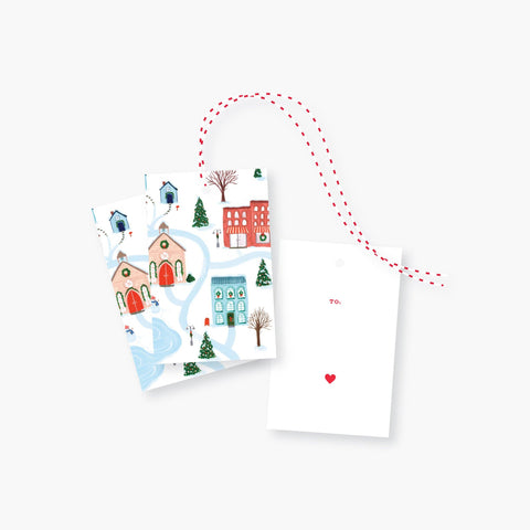 Merry Winter Town Holiday Gift Tags