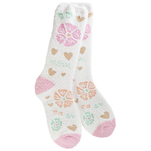 Floral Heart Mom Cozy Crew Socks