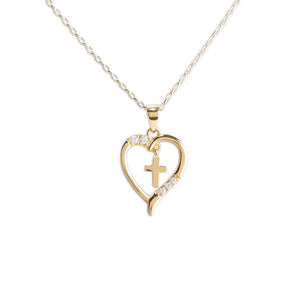 Cross Heart Necklace for Girls
