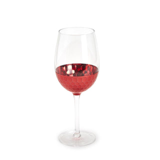 Red Faceted Wine Glass