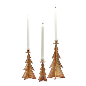Golden Christmas Tree Candleholders
