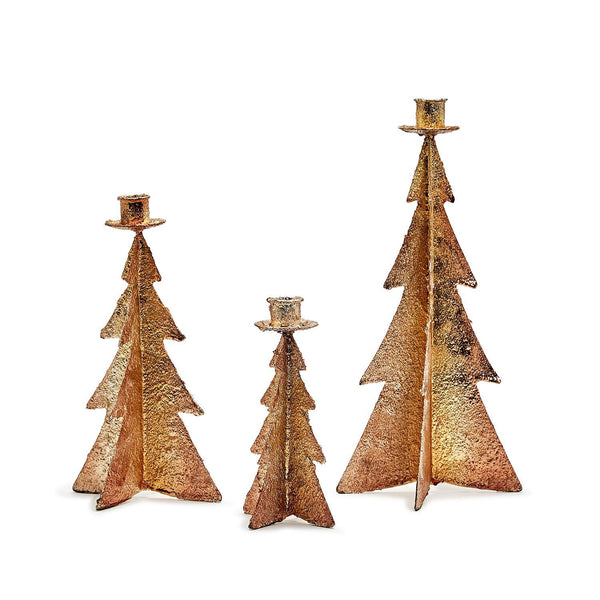 Golden Christmas Tree Candleholders