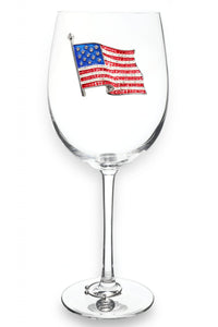American Flag Wine Glass - Stemmed