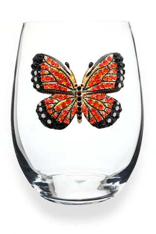Monarch Butterfly Wine Glass - Stemless
