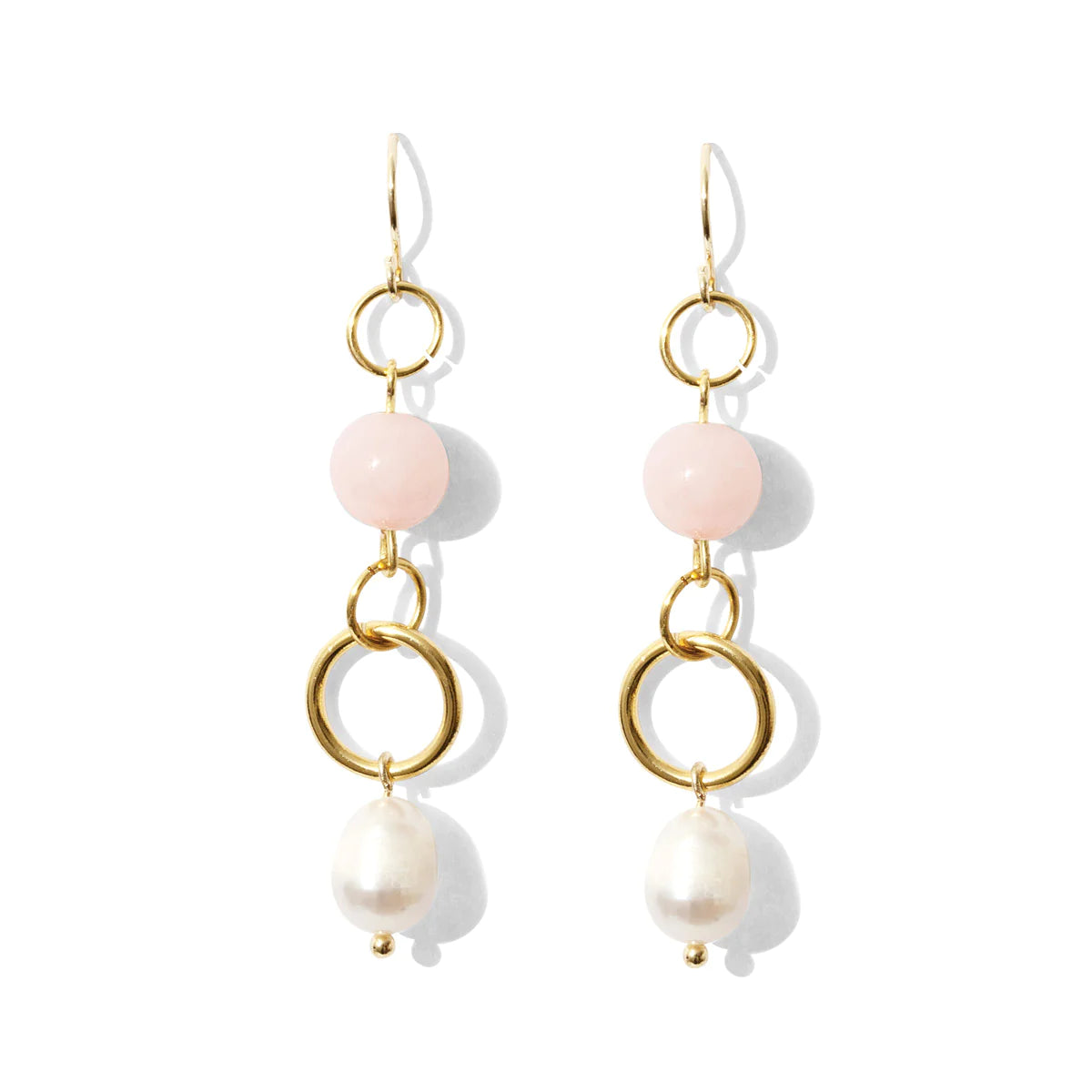 Long Pearl & Stone Earrings