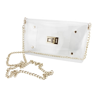 Clear Envelope Crossbody with Gold Accents