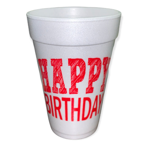 Happy Birthday Sketch Styrofoam Cups
