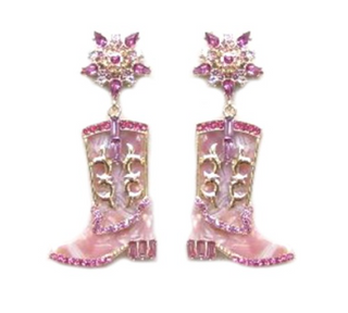 Hot Pink Boots & Bling Earrings