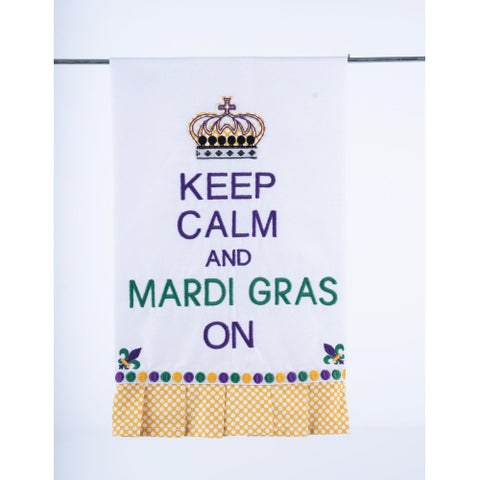 Keep Calm & Mardi Gras Tea Towel